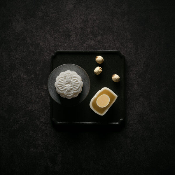 White Lotus Seed Paste with Salted Egg Praline Snowskin Mooncakes
